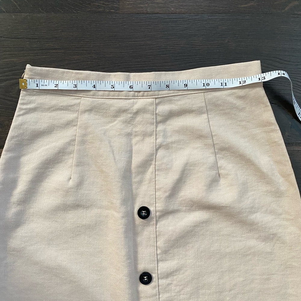 Dazy Cream Linen Blend Button Front Midi Skirt Neutral Minimalist - Picture 4 of 6